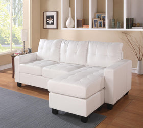 Lyssa White Bonded Leather Match Sectional Sofa & Ottoman
