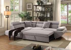 Jemima Gray Fabric Sectional Sofa w/Sleeper