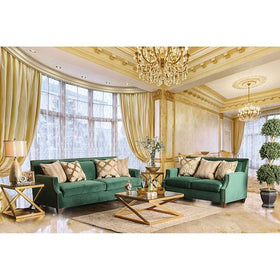 VERDANTE Emerald Green/Gold Love Seat