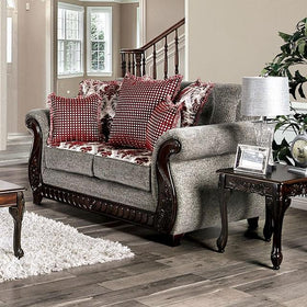 Whitland Light Gray/Red Love Seat