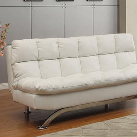 Aristo White/Chrome Futon Sofa, White