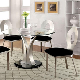VALO Silver/Black Round Dining Table