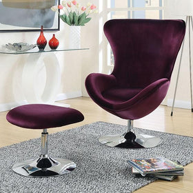 Eloise Purple Accent Chair w/ Ottoman