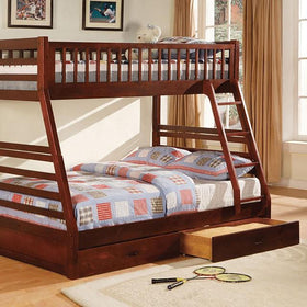 California II Cherry Twin/Full Bunk Bed w/ 2 Drawers
