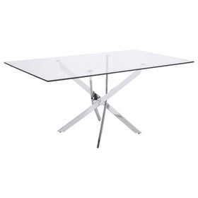 Carmelo X-shaped Dining Table Chrome and Clear