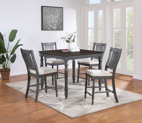 Wiley 5-piece Square Spindle Legs Counter Height Dining Set Beige and Grey