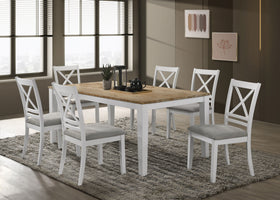 Hollis Rectangular Dining Table Set Brown and White