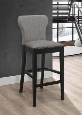 Rolando Upholstered Solid Back Bar Stools with Nailhead Trim (Set of 2) Grey and Black
