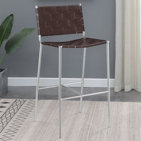 Adelaide Upholstered Bar Stool with Open Back Brown and Chrome