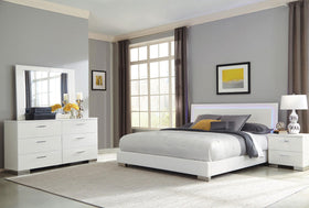 Felicity 4-piece Eastern King Bedroom Set with LED Headboard Glossy White