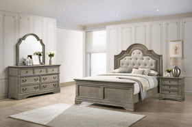 Manchester Bedroom Set with Upholstered Arched Headboard Wheat