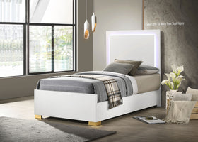 Marceline Bed with LED Headboard White