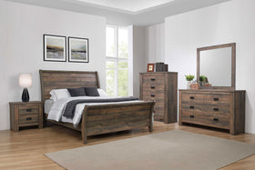 Frederick 5-piece Eastern King Panel Bedroom Set Weathered Oak