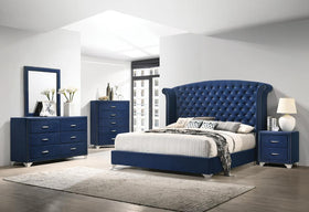 Melody 5-piece Eastern King Tufted Upholstered Bedroom Set Pacific Blue