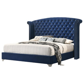 Melody California King Wingback Upholstered Bed Pacific Blue