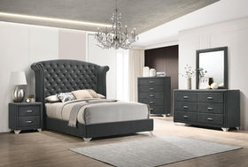 Melody 4-piece Eastern King Tufted Upholstered Bedroom Set Grey