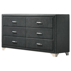Melody 6-drawer Upholstered Dresser Grey