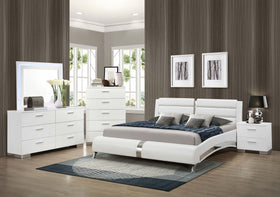 Jeremaine Bedroom Set with LED Mirror Glossy White
