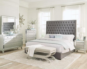 Camille 5-piece Eastern King Bedroom Set Grey and Metallic Mercury