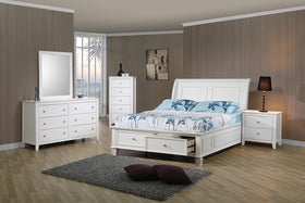 Selena 4-Piece Storage Bedroom Set with Sleigh Headboard Buttermilk Full