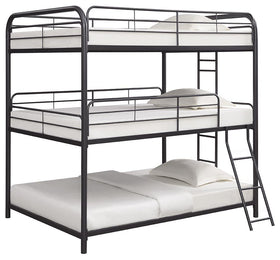 Garner Triple Full Bunk Bed with Ladder Gunmetal
