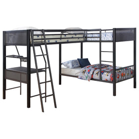 Meyers 2-piece Metal Twin Over Twin Bunk Bed Set Black and Gunmetal