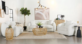Isabella Upholstered Tight Back Living Room Set White