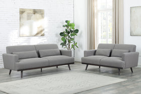 Blake Upholstered Living Room Set with Track Arms Sharkskin and Dark Brown