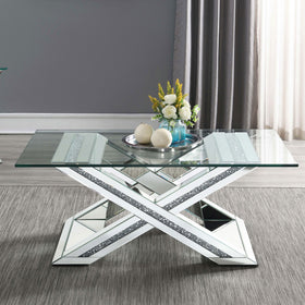 Bonnie X-base Rectangle Glass Top Coffee Table Mirror