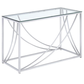 Lille Glass Top Rectangular Sofa Table Accents Chrome
