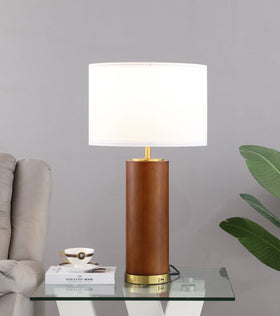 Aziel Drum Shade Bedside Table Lamp Cappuccino and Gold