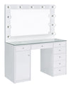 Percy 7-drawer Glass Top Vanity Desk with Lighting White image