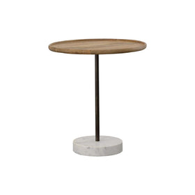 Ginevra Round Wooden Top Accent Table Natural and White