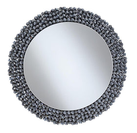 Claudette Round Wall Mirror with Textural Frame Grey