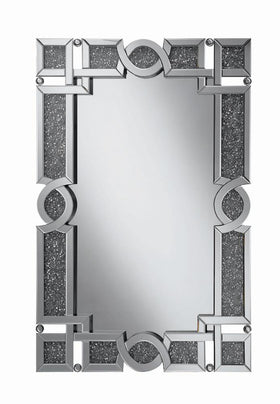 Jackie Interlocking Wall Mirror with Iridescent Panels and Beads Silver