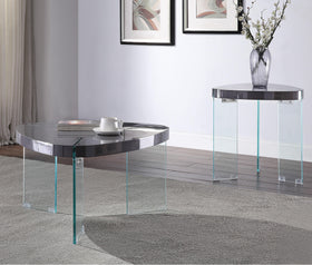 Noland Gray High Gloss & Clear Glass Coffee Table