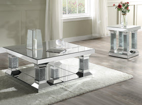Acme Furniture Caesia Coffee Table in Mirrored/Faux Diamonds 87905