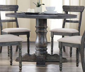 Acme Furniture Wallace Round Pedestal Dining Table in Weathered Gray 74640