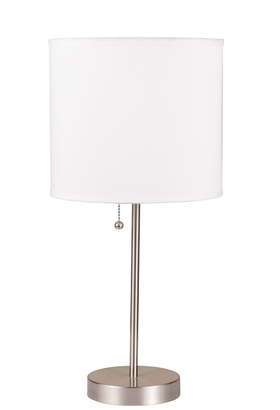 Vassy White Shade & Brush Silver Table Lamp