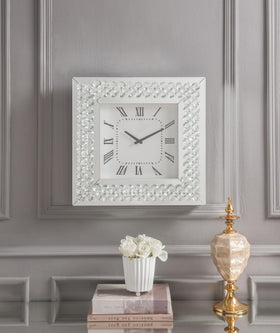 Lotus Mirrored & Faux Crystals Wall Clock