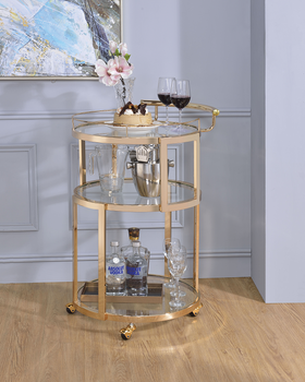 Madelina Gold & Clear Glass Serving Cart