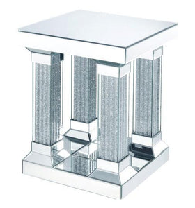 Acme Furniture Caesia End Table in Mirrored/Faux Diamonds 87907