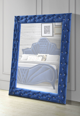 Dante Blue Velvet Accent Floor Mirror