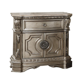 Northville Antique Silver Nightstand (MARBLE TOP)