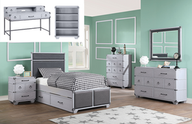Orchest Gray PU & Gray Twin Bed