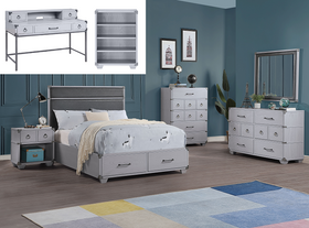 Orchest Gray PU & Gray Twin Bed (Storage)