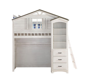 Tree House Weathered White & Washed Gray Loft Bed (Twin Size)
