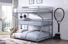 Caius II Silver Bunk Bed (Triple Full/Twin/Queen)
