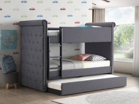 Romana II Gray Fabric Bunk Bed & Trundle (Twin/Twin)