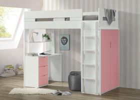 Nerice White & Pink Loft Bed